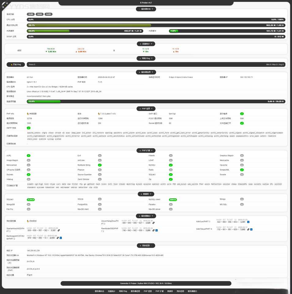PHP探针_超炫酷服务器状态自适应显示源码