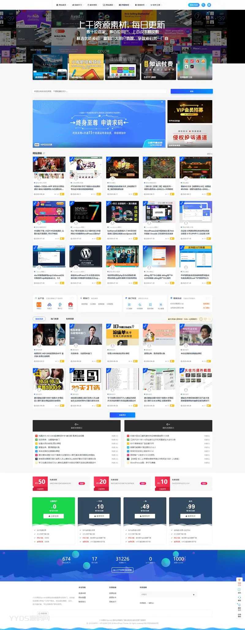 WordPress资源在线整站31212个源码打包完整运营版/带RiPRO主题无需授权
