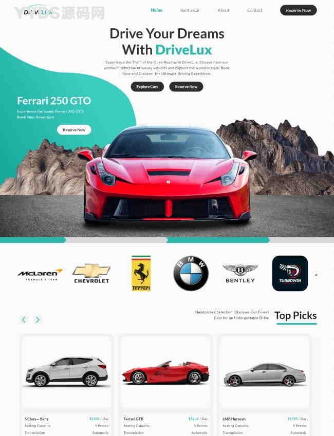 汽车预订租车公司html5网站模板