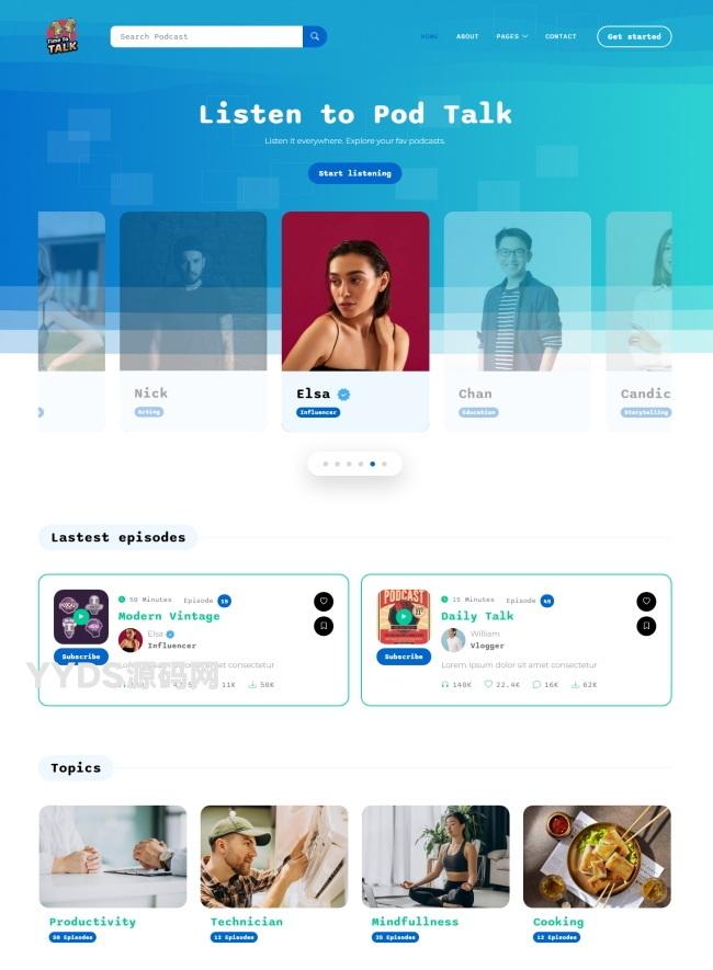 html5听播客谈网站模板