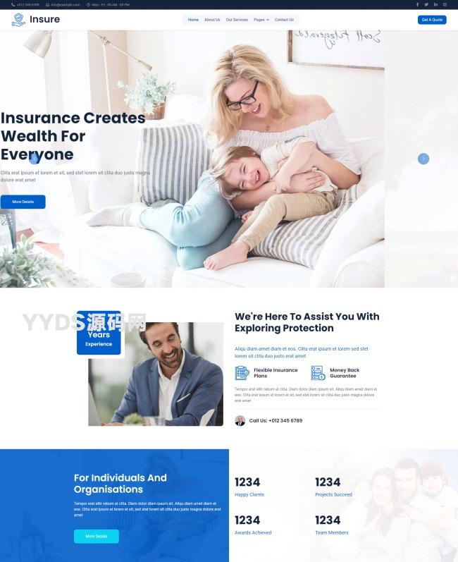 保险服务公司html5网站模板