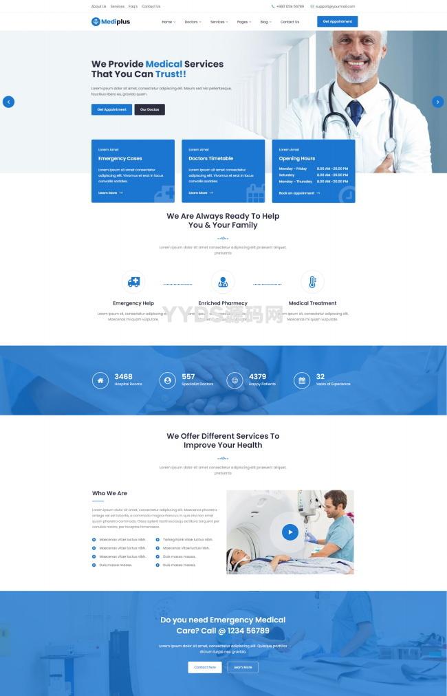 html5蓝色医疗服务网站模板